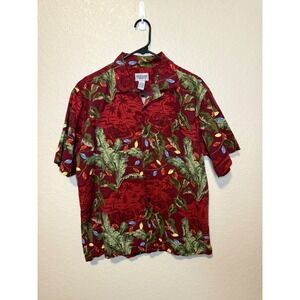 Windham Pointe Mens Christmas Hawaiian Shirt Holiday Lights Red Medium